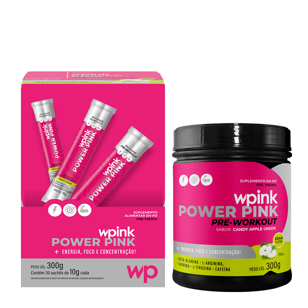 super power pink + power pink de maçã verde - pré-treino - 300g-wp