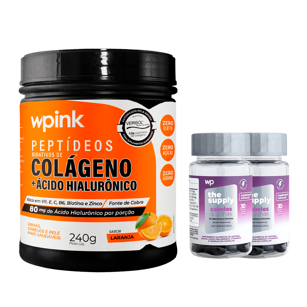 colágeno de laranja - 240g + 2 cabelos e unhas - wp