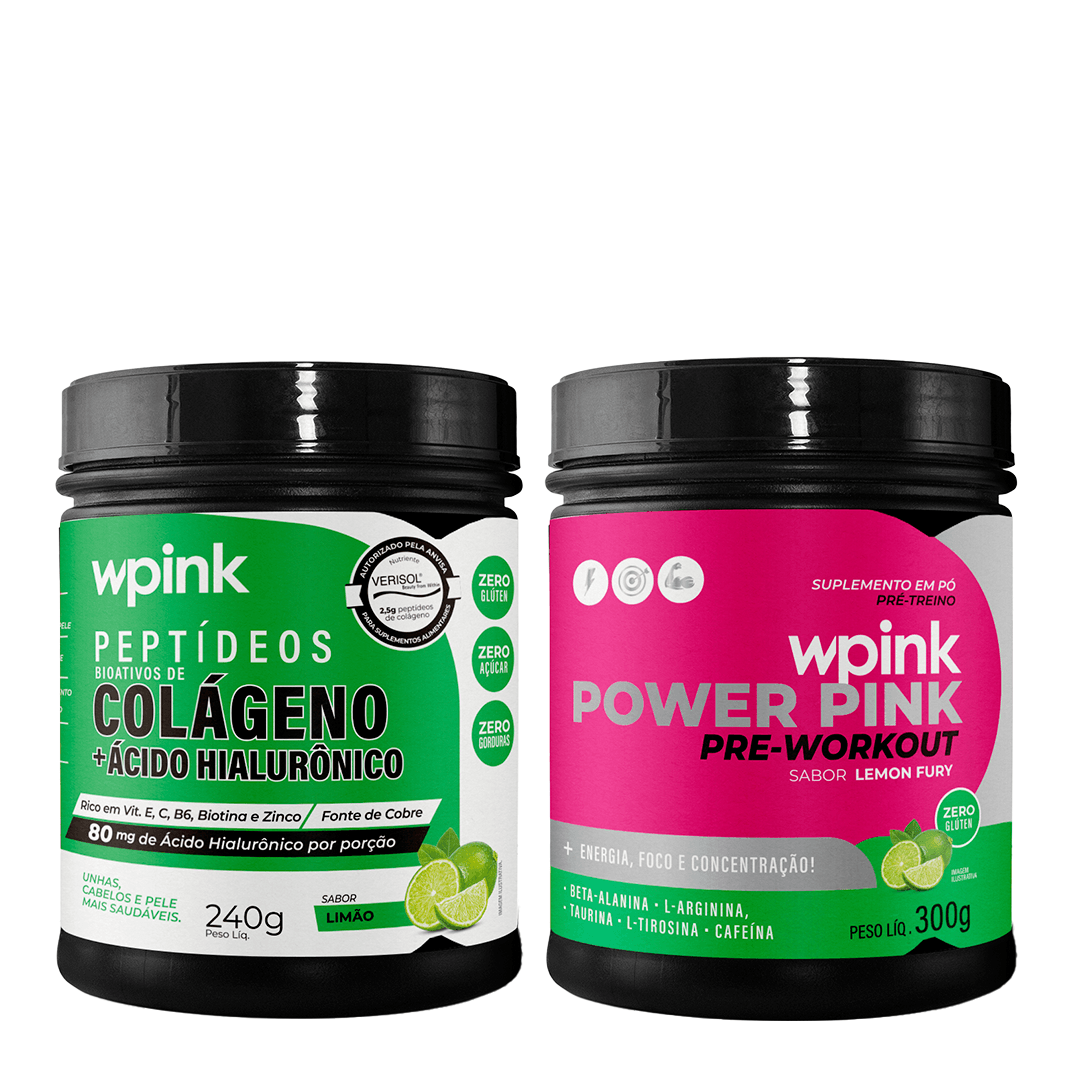 super power pink de limão 300g + colágeno de limão 240g - wp