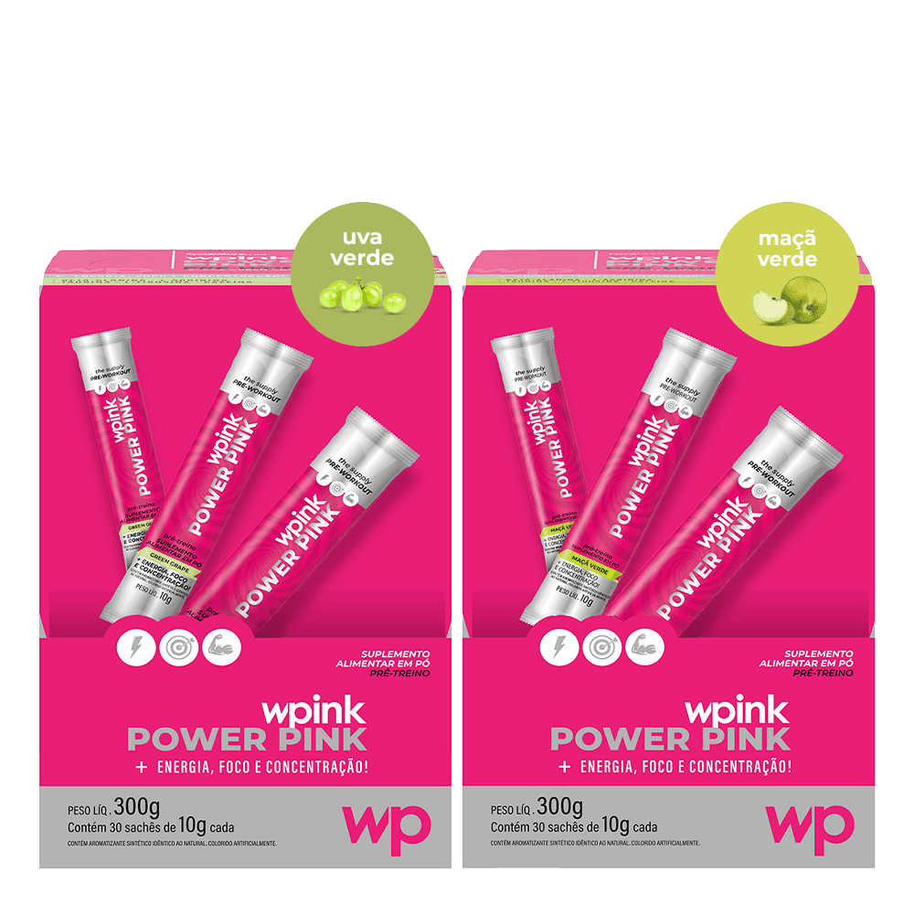 power pink de uva verde 300g + power pink de maçã verde 300g - wp