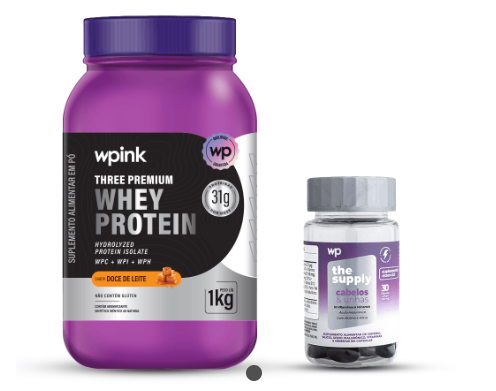 Three premium whey protein doce de leite – 1 kg + cabelos e unhas - wp