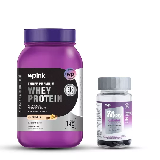 Three Premium Whey Protein Baunilha – 1 KG + Cabelos e Unhas - wp