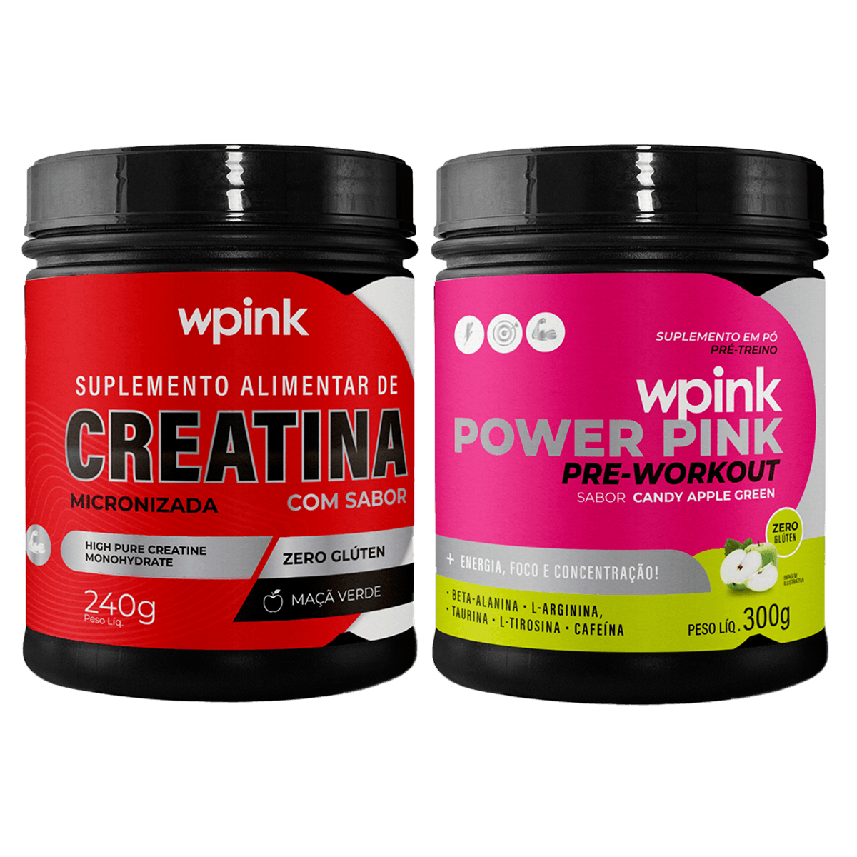 creatina maçã verde 240g - super power pink de maçã verde - pré-treino – 300g