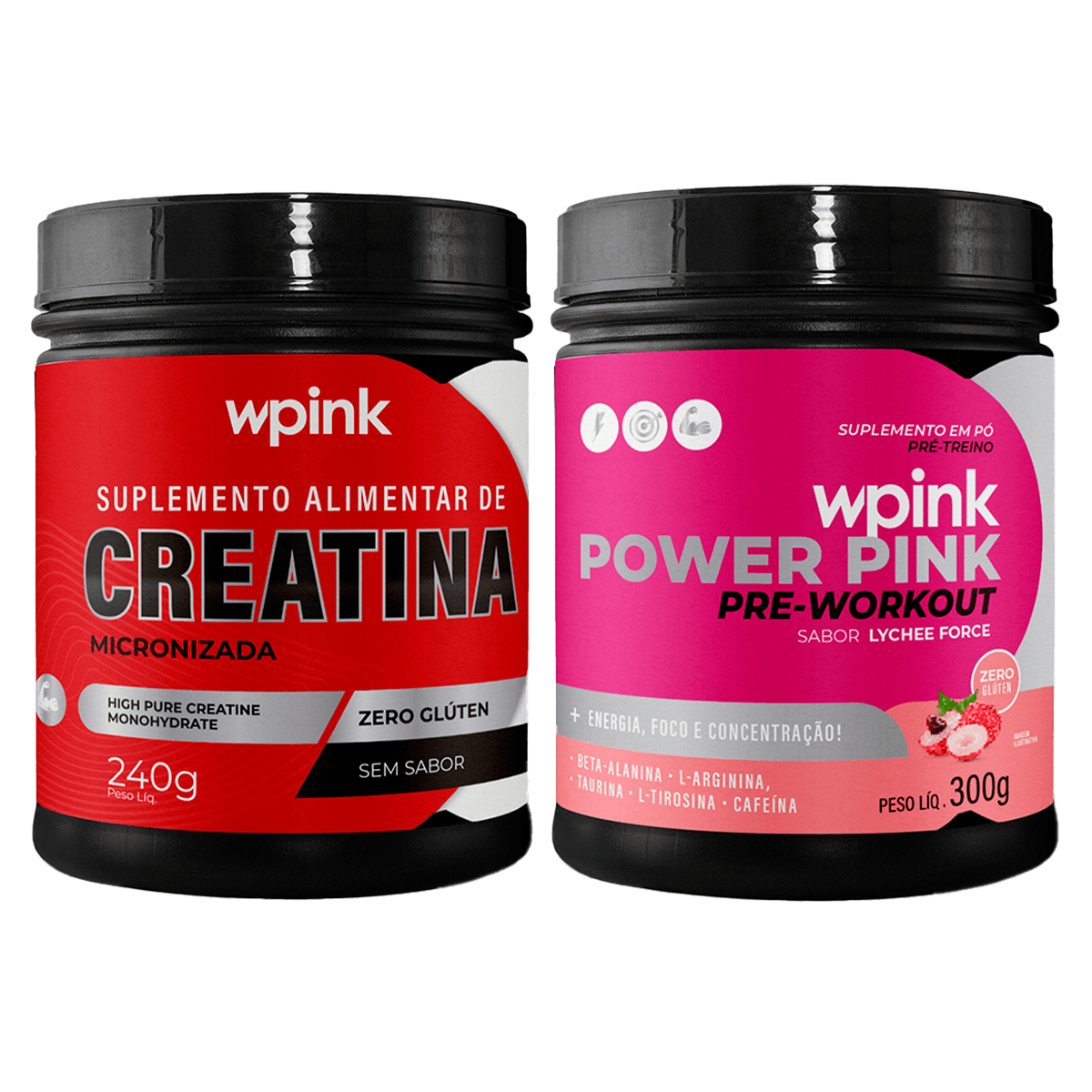 creatina sem sabor 240g - super power pink de lichia - pré-treino – 300g