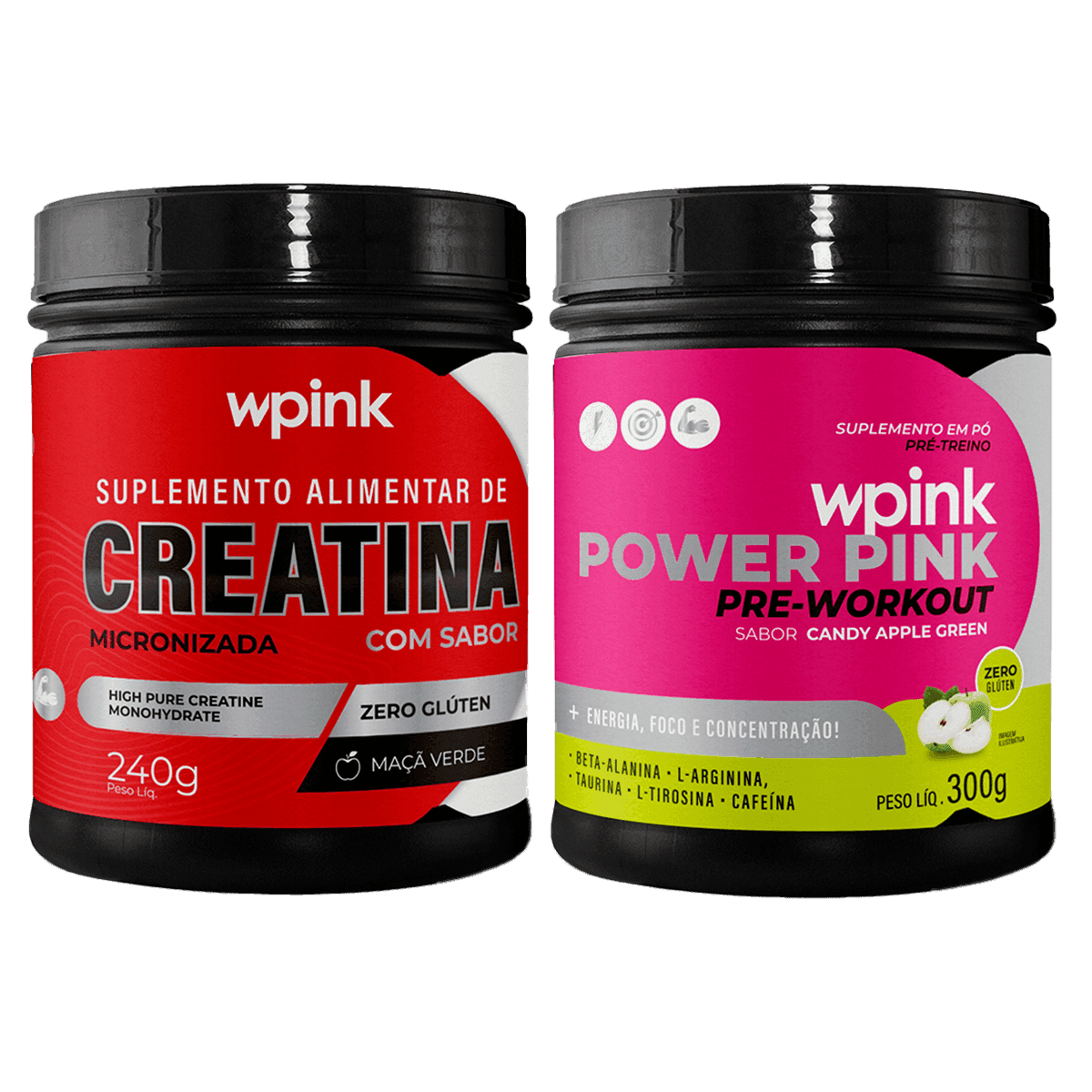 creatina maçã verde 240g - super power pink de maçã verde - pré-treino – 300g