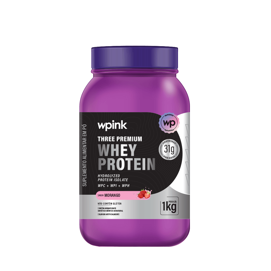 three premium whey protein morango 1KG - wp